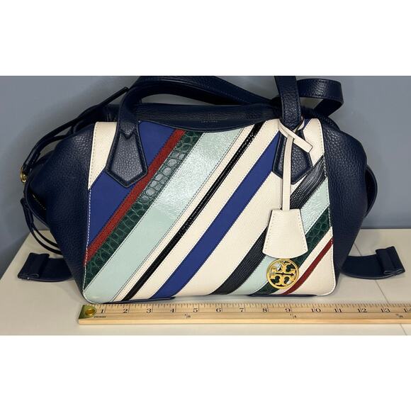 EUC Tory Burch Perry Balloon Multicolored Stripe Handbag - Picture 7 of 14